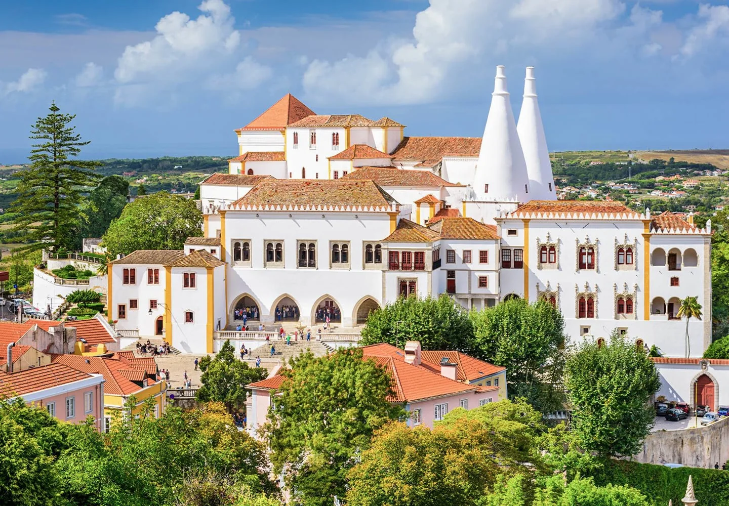 Sintra National Palace and its two white chimneys